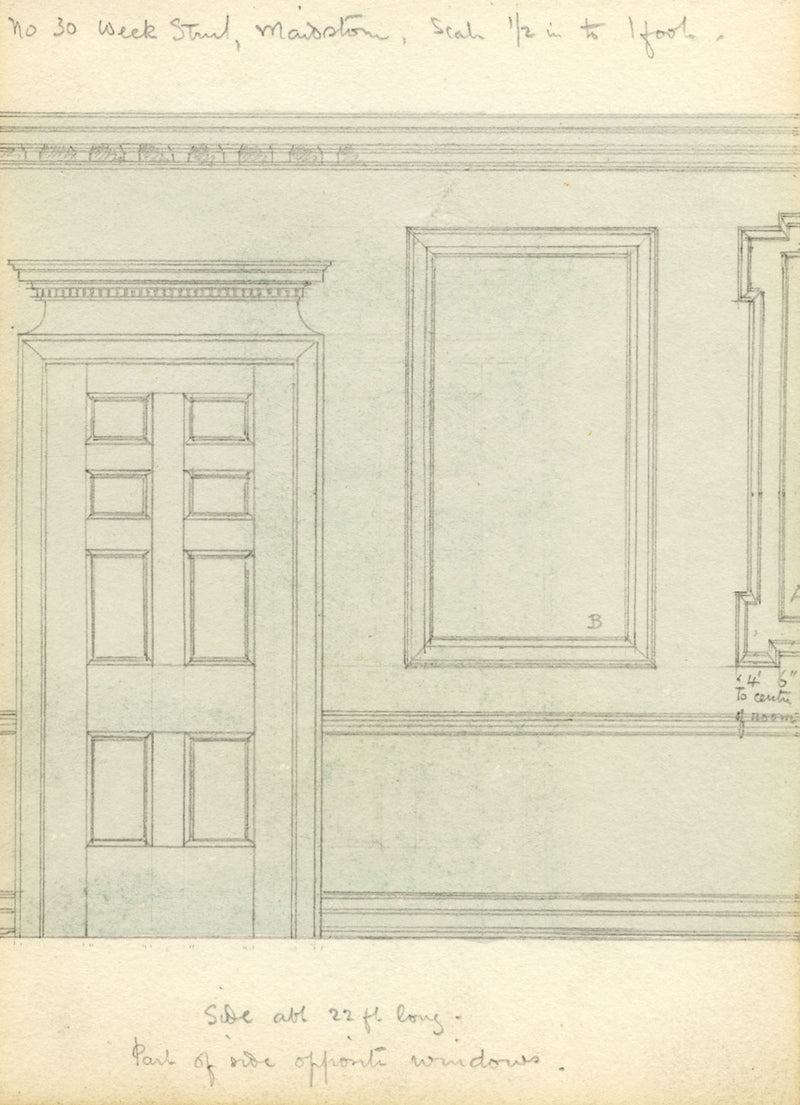 Philip J. Marvin, Architectural Panelling Elevation, Maidstone –1877 watercolour