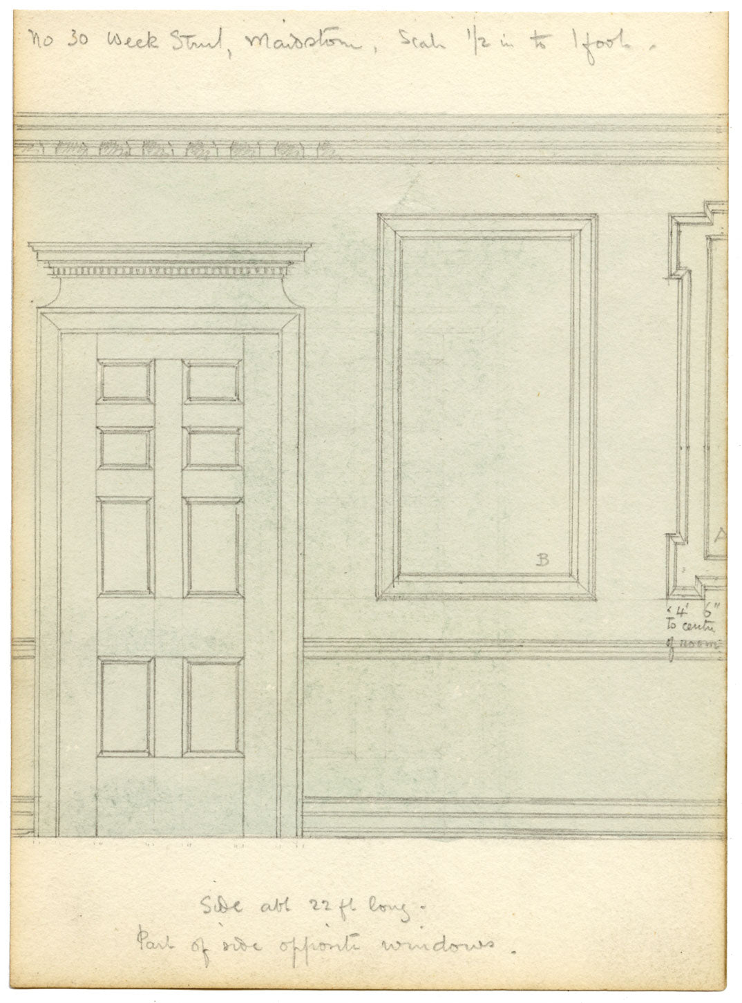 Philip J. Marvin, Architectural Panelling Elevation, Maidstone –1877 watercolour