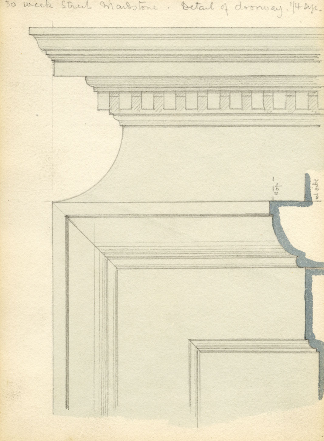 Philip J. Marvin, Architectural Doorway Detail, Maidstone – 1877 watercolour