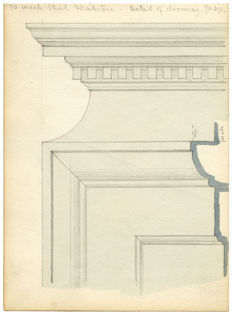 Philip J. Marvin, Detalle arquitectónico de la puerta, Maidstone – acuarela de 1877