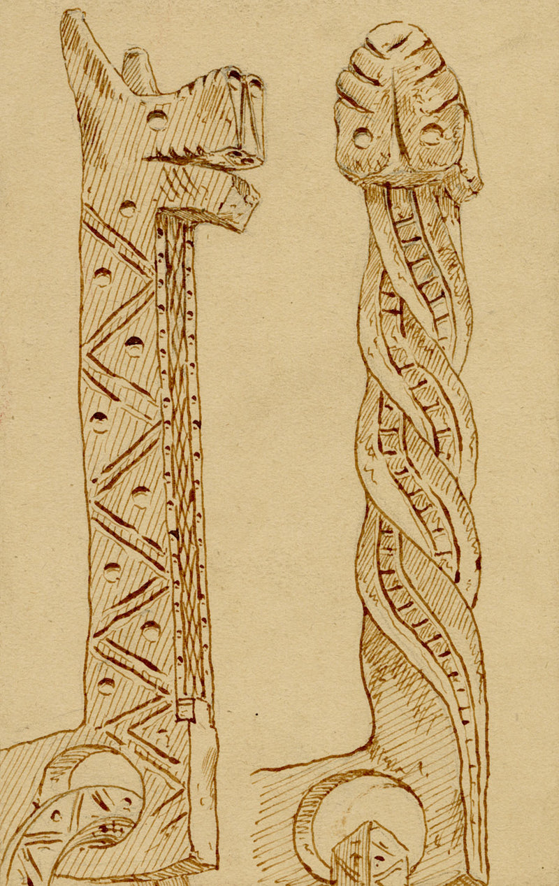 Philip J. Marvin, Iron Work, Palazzo Pubblico, Siena, Italy – 1876 ink drawing