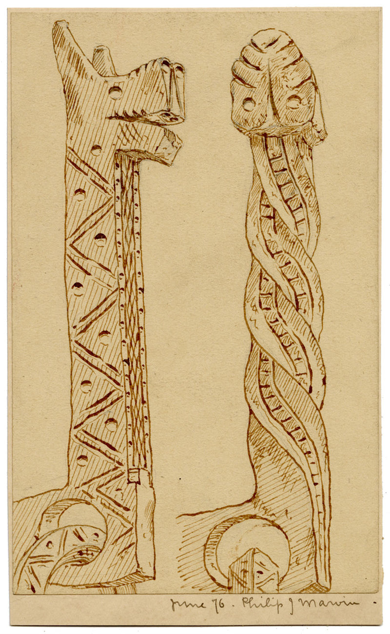 Philip J. Marvin, Iron Work, Palazzo Pubblico, Siena, Italy – 1876 ink drawing