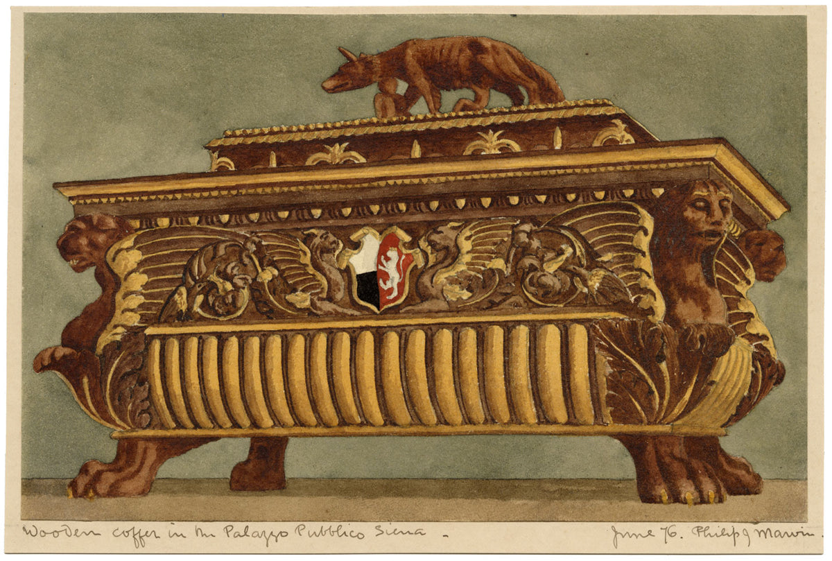 Philip J. Marvin, Bara di legno, Palazzo Pubblico, Siena – 1876 acquerello