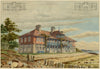Philip J. Marvin, Arts &amp; Crafts House Design, Isola di Wight – acquerello del 1880 circa