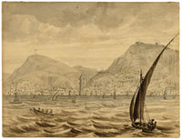 Posiblemente James Holland OWS, Zante desde el puerto, Grecia – acuarela de la década de 1830