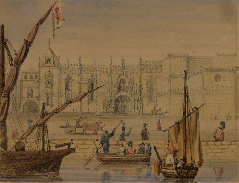 Possibly James Holland OWS, Jerónimos Monastery, Lisbon, Portugal–1830s painting