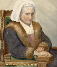 A.F. Busk, Portrait of an Elderly Woman in Fur-trimmed Coat – 1871 watercolour