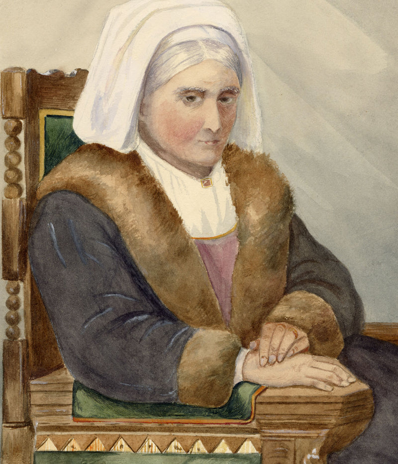 A.F. Busk, Portrait of an Elderly Woman in Fur-trimmed Coat – 1871 watercolour