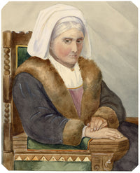 A.F. Busk, Portrait of an Elderly Woman in Fur-trimmed Coat – 1871 watercolour