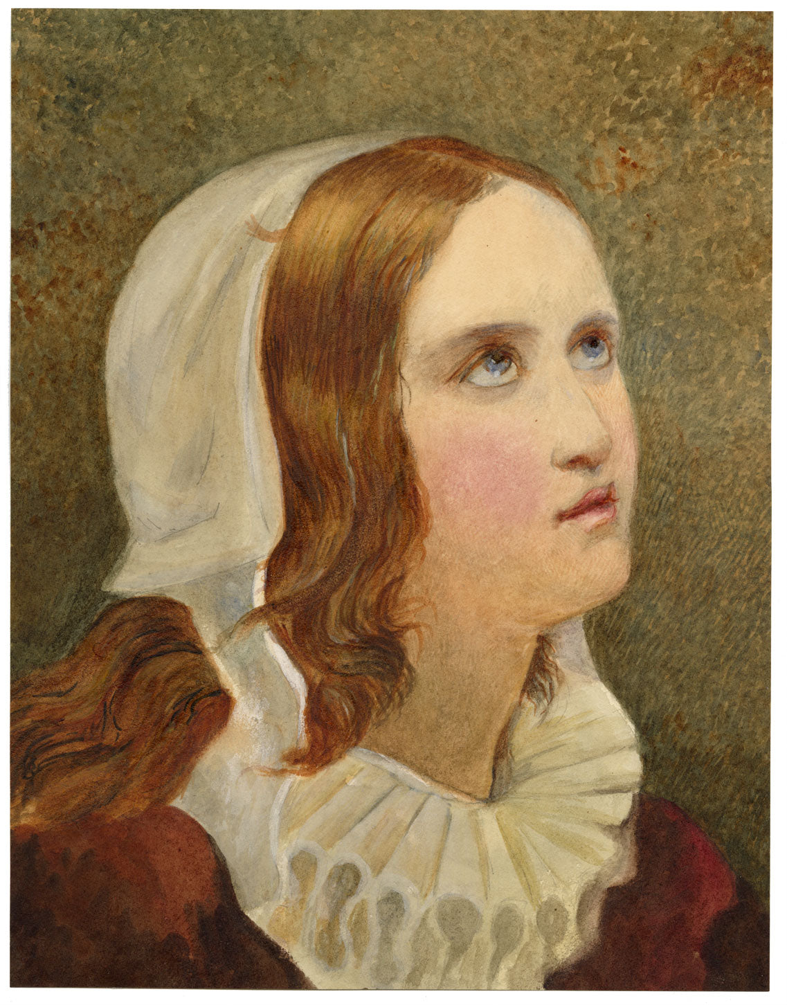 A.F. Busk, Dickens' Little Nell Portrait – Original 1877 watercolour painting