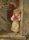 A.F. Busk, A Young Spinner – Original 1870s watercolour painting
