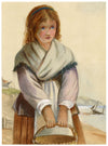 A.F. Busk, Fishergirl on the Beach – Original 1870s watercolour painting