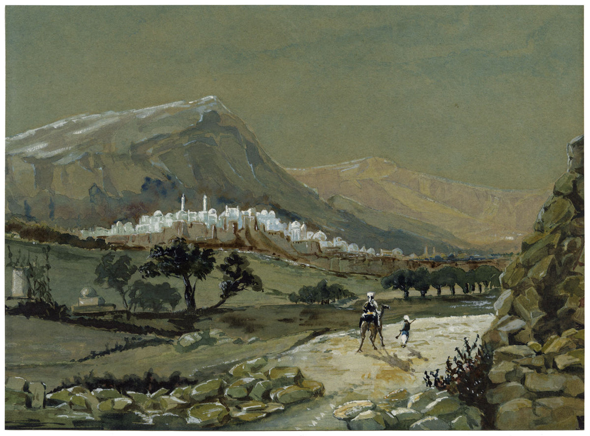 The Valley of Shechem, Southern Levant – early 20th-century gouache painting