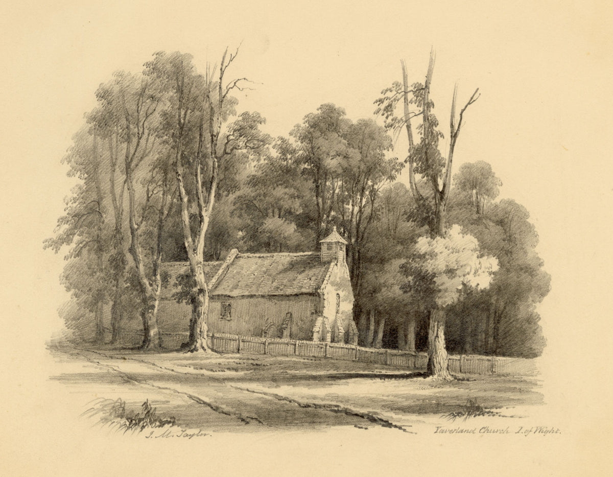J.M. Taylor, Yaverland Church, Isle of Wight – mid-19th-century graphite drawing