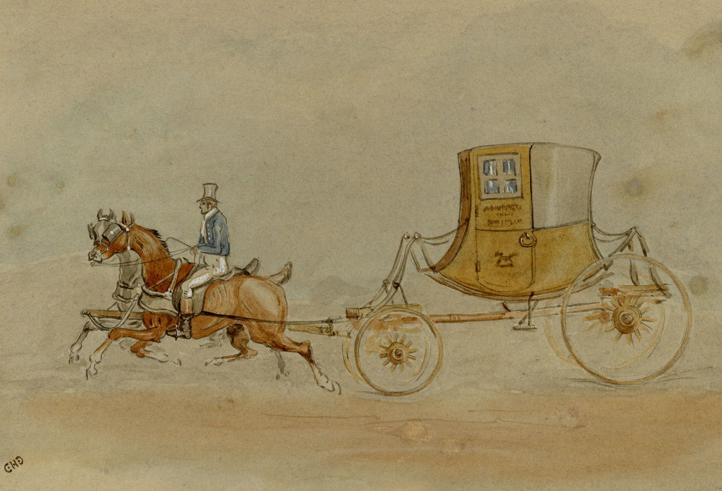 Charles Cooper Henderson, The Post Chaise –mid-19th-century watercolour painting