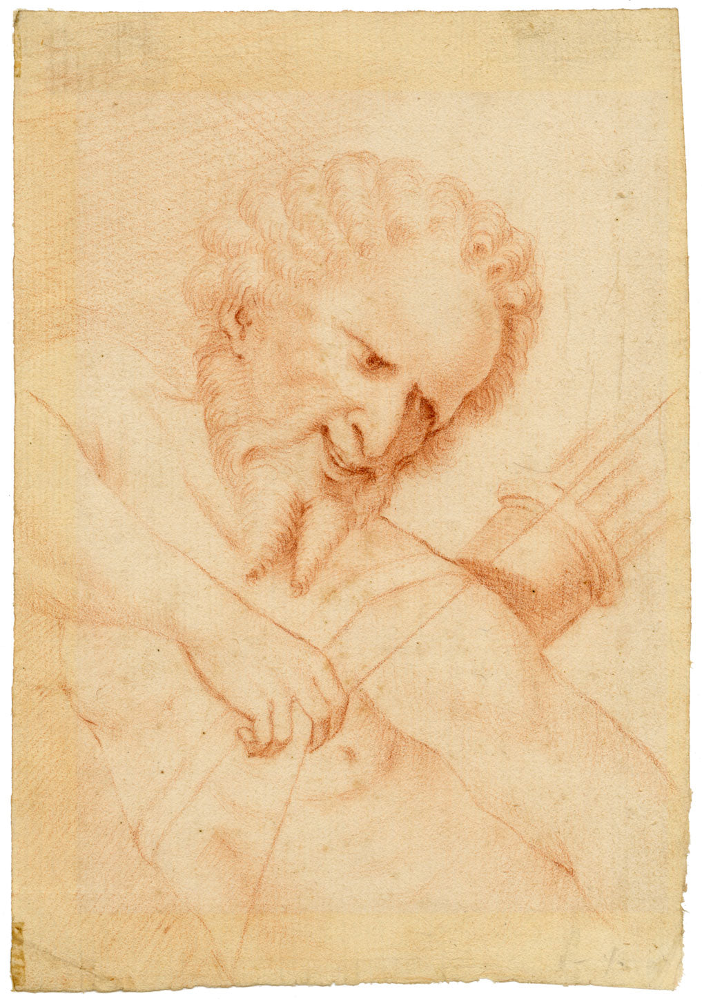 Satiro Arciere – Disegno originale in sanguigna del XVII secolo
