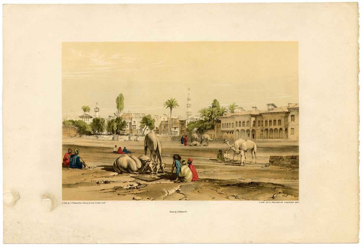 View of a Palace of Shereef Bey, Cairo after JC Bourne–C19th hand-coloured print