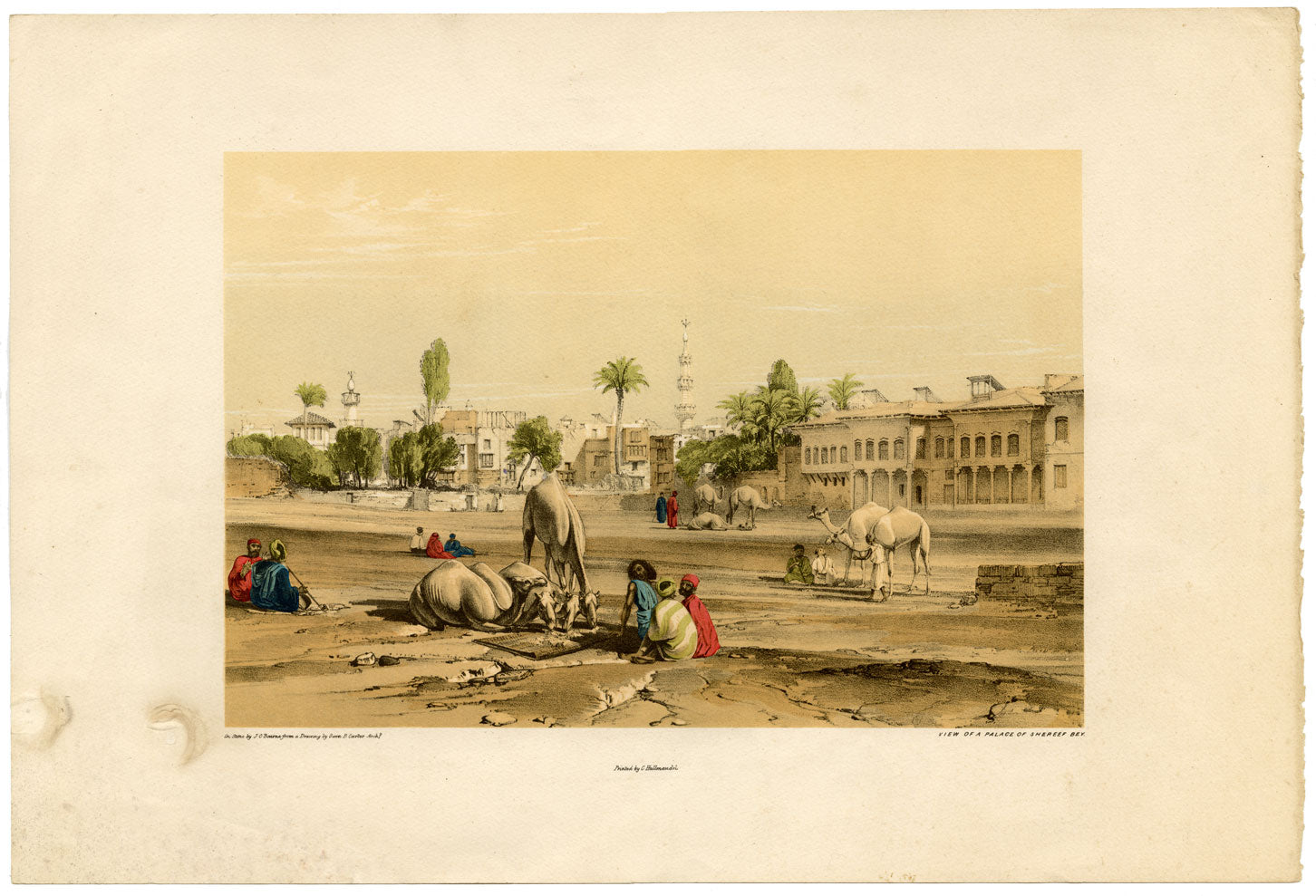 View of a Palace of Shereef Bey, Cairo after JC Bourne–C19th hand-coloured print