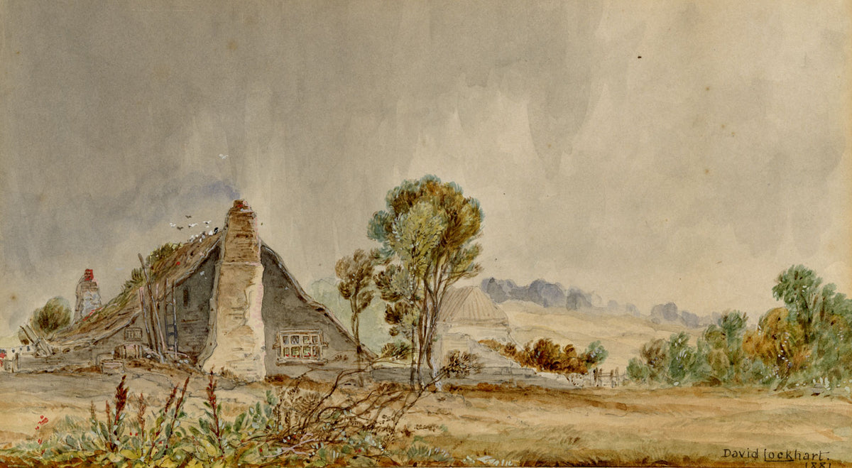 David Lockhart, Old Thatched Cottage – Original 1881 watercolour painting