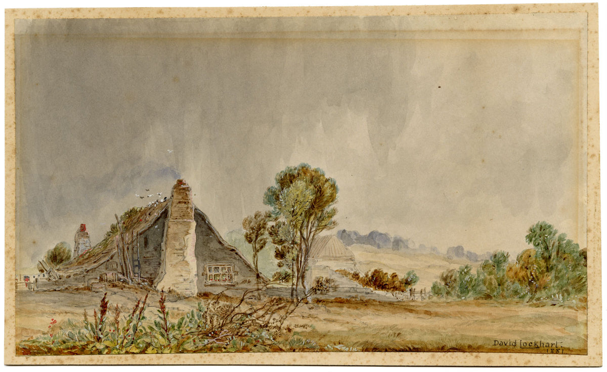 David Lockhart, Old Thatched Cottage – Original 1881 watercolour painting