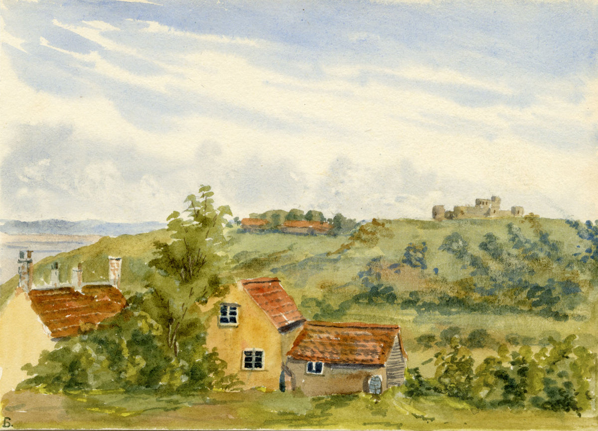 Rosa E. Neumann, Walton Castle from Dial Hill, Clevedon – 1886 watercolour