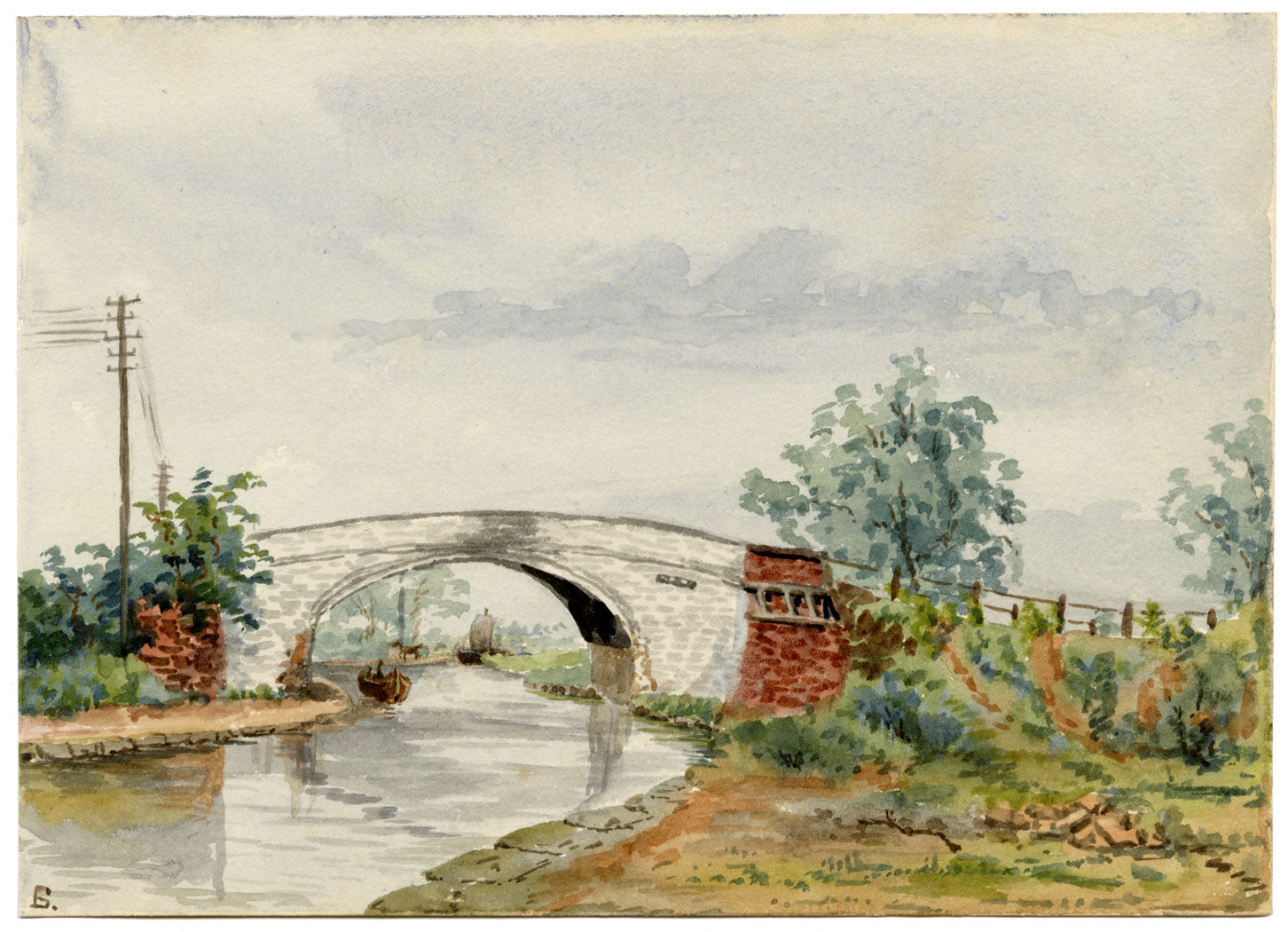 Rosa E. Neumann, Puente Ditchfield cerca de Lymm, Cheshire – acuarela de 1886