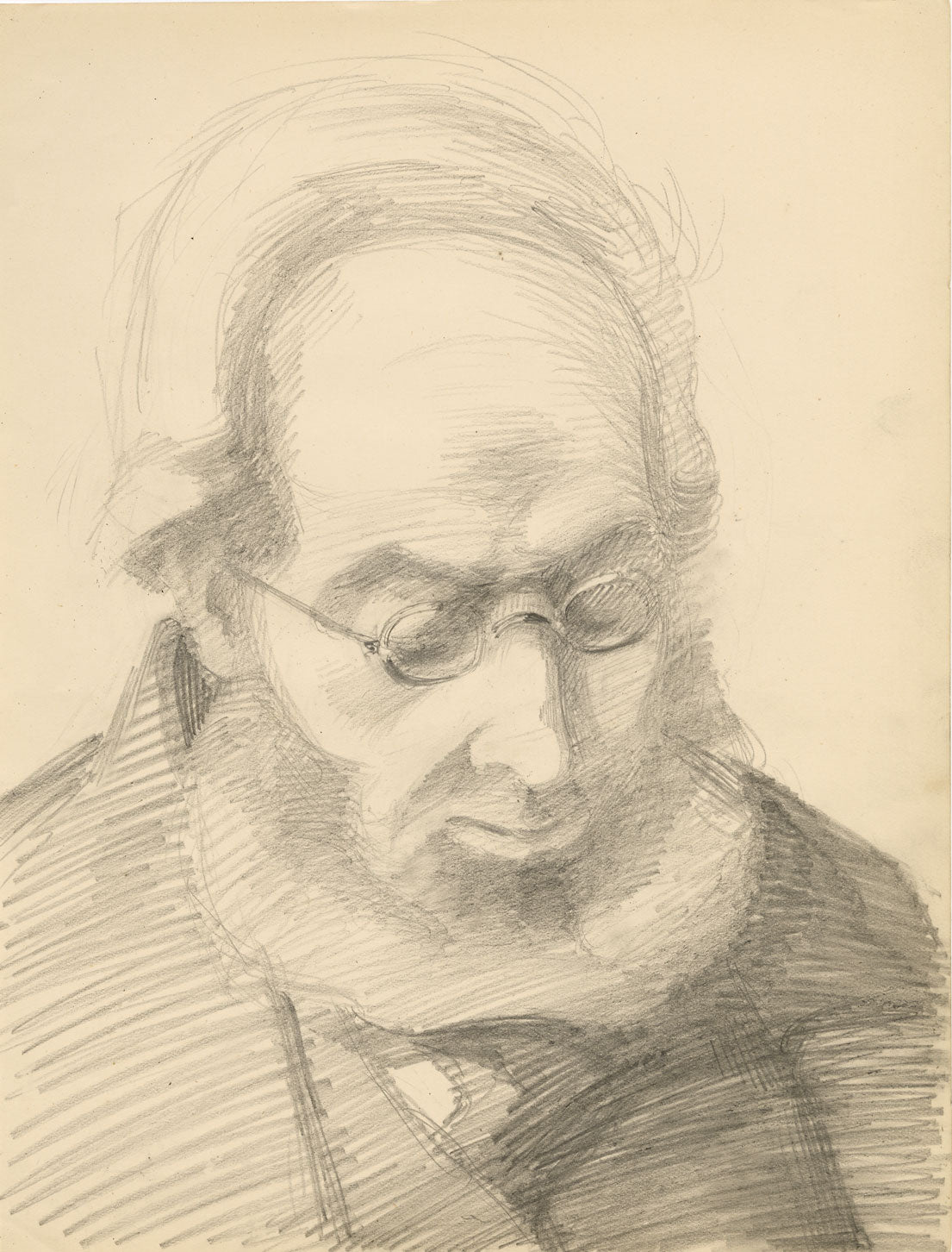 Isabel Lewis, Man with Spectacles – Original c.1900s graphite drawing