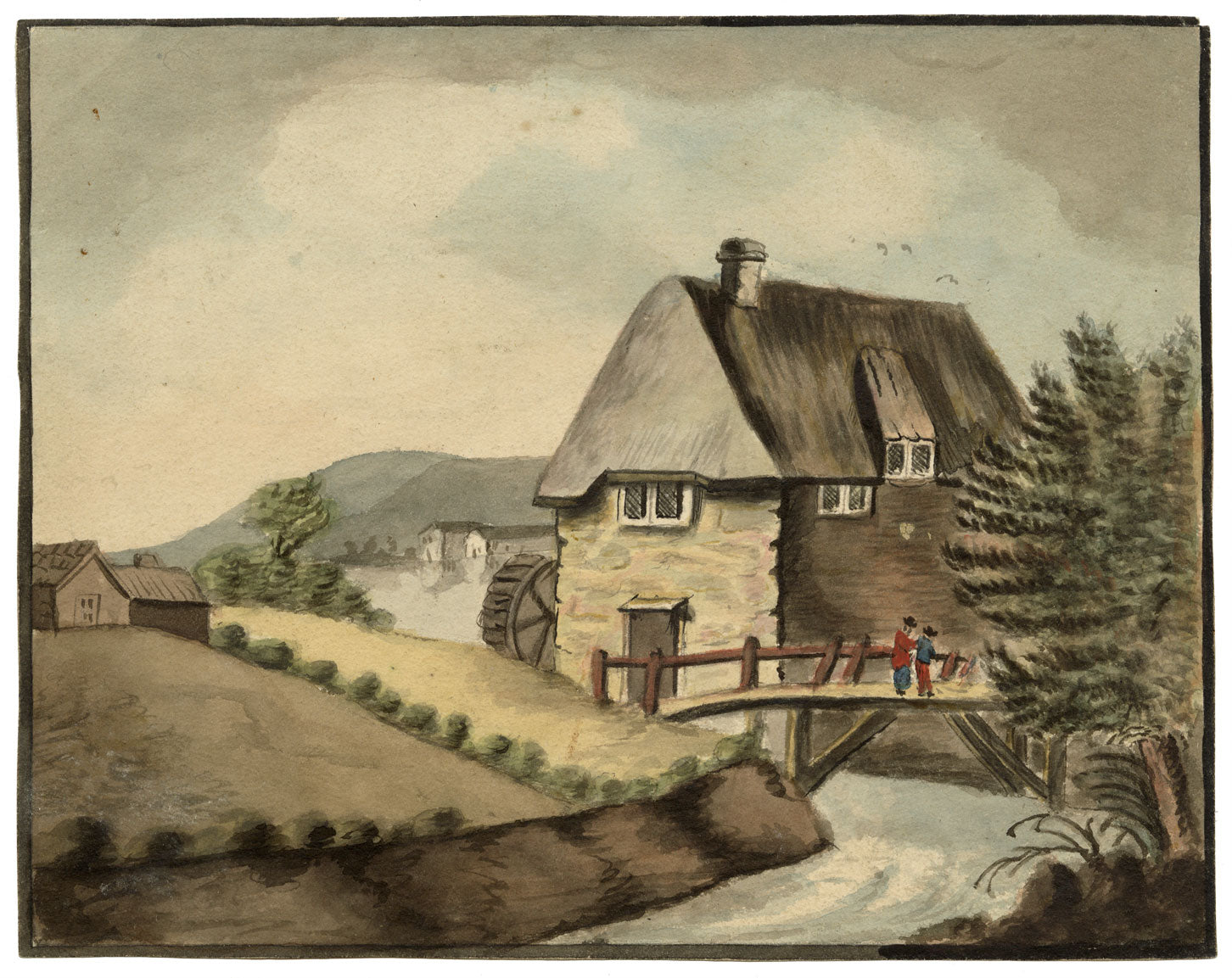 Augustus Flower Freeman, Thatched Watermill – 1816 watercolour painting