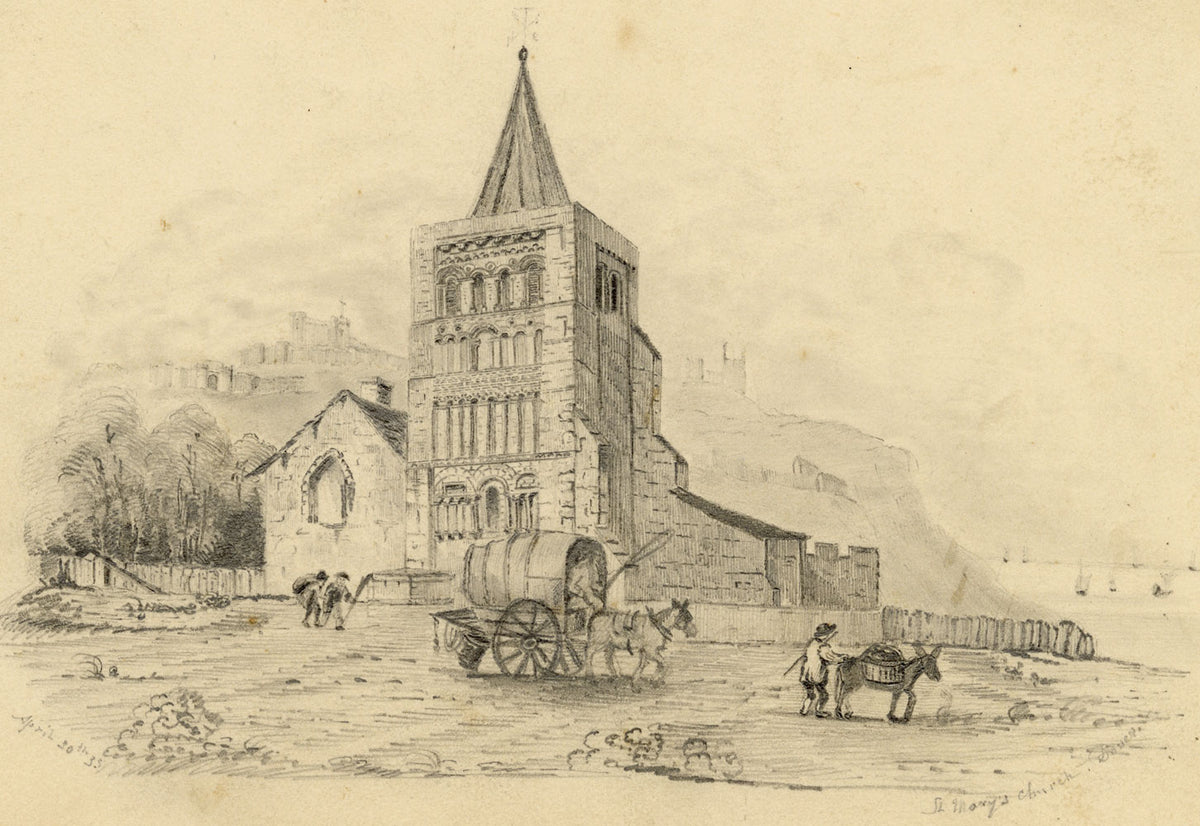 St Marys Parish Church, Dover – Original 1835 graphite drawing