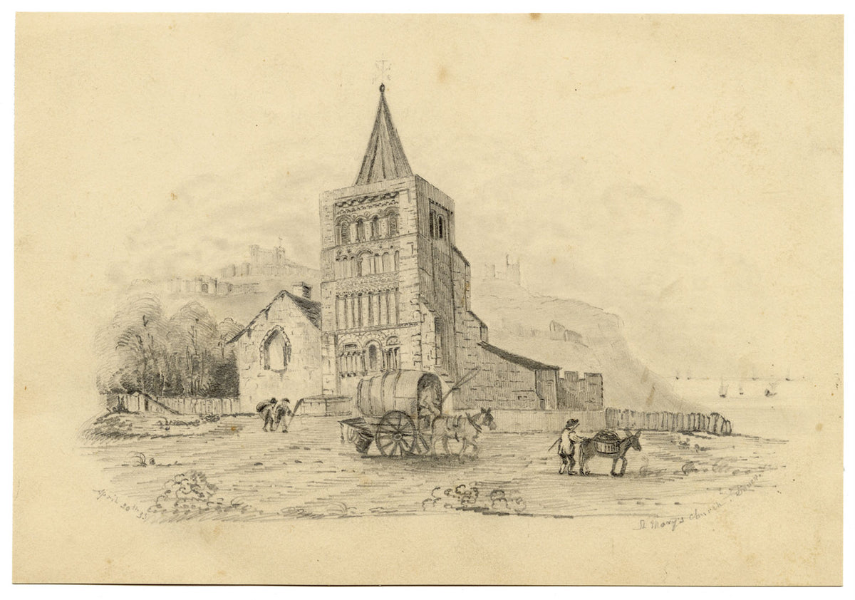 St Marys Parish Church, Dover – Original 1835 graphite drawing
