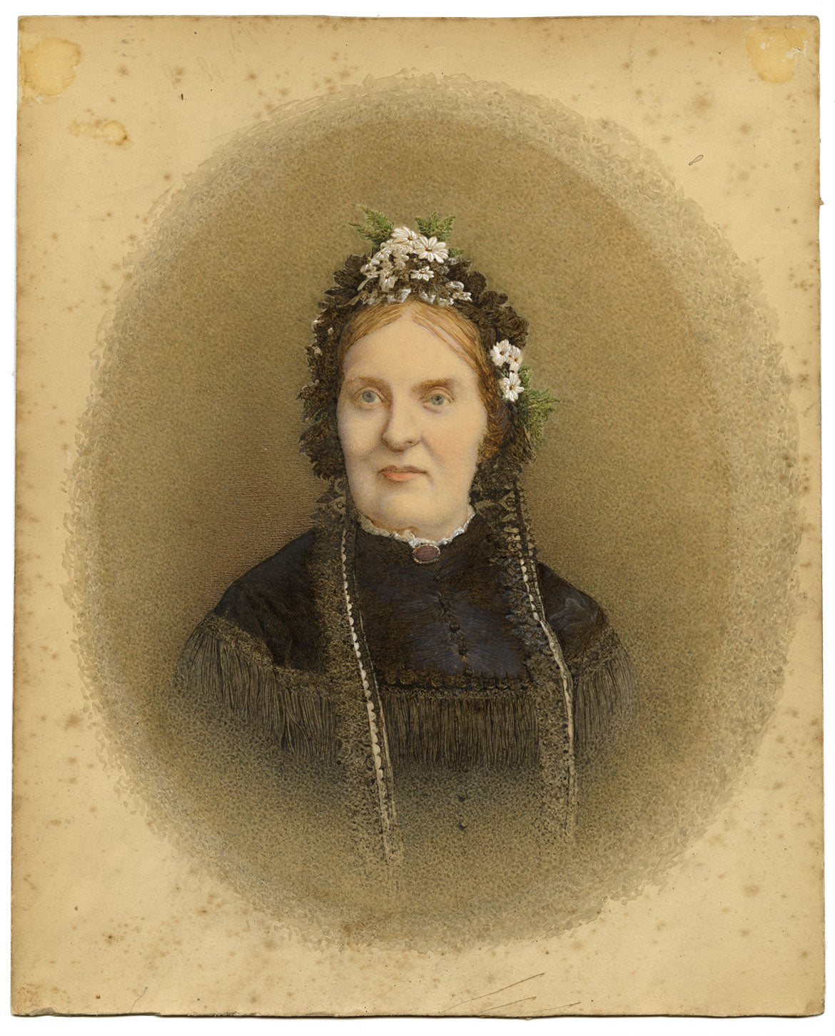 Ritratto di una signora vittoriana in abito da lutto – acquerello della metà del XIX secolo