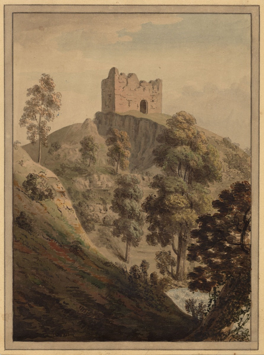 David Pennant, Peel Tower Ruin – Original 18th-century watercolour painting