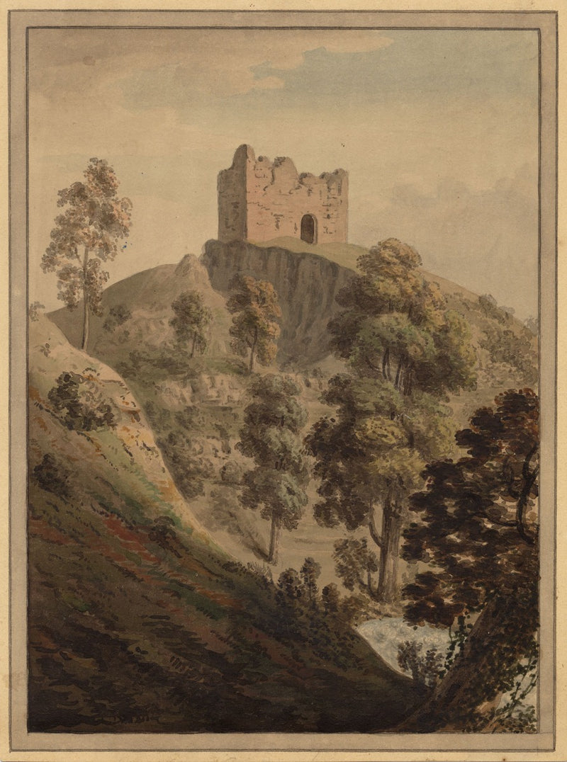 David Pennant, Peel Tower Ruin – Original 18th-century watercolour painting