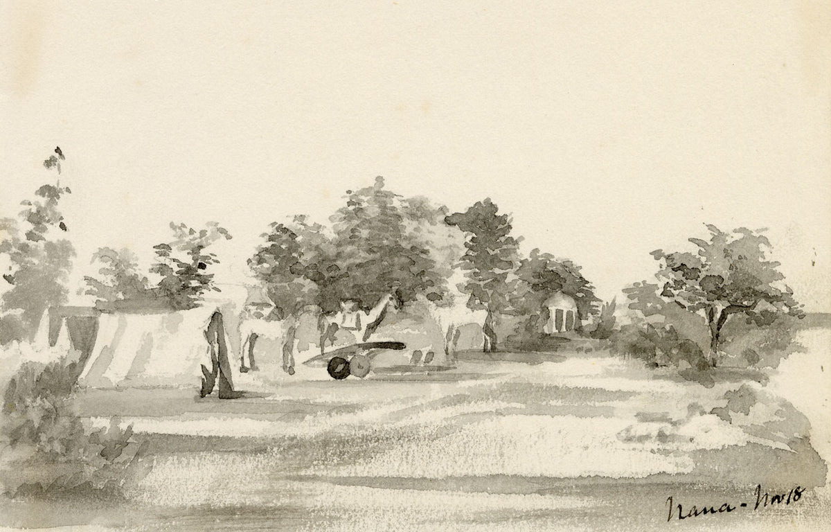 Etta Fraser, Encampment, Nana, Rajasthan, India – 1890s watercolour painting