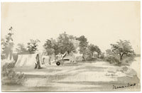 Etta Fraser, Encampment, Nana, Rajasthan, India – 1890s watercolour painting