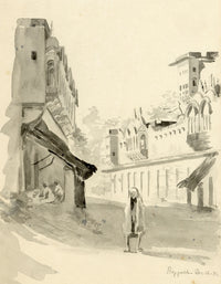 Etta Fraser, Street in Rajgarh, Madhya Pradesh, India –1891 watercolour painting
