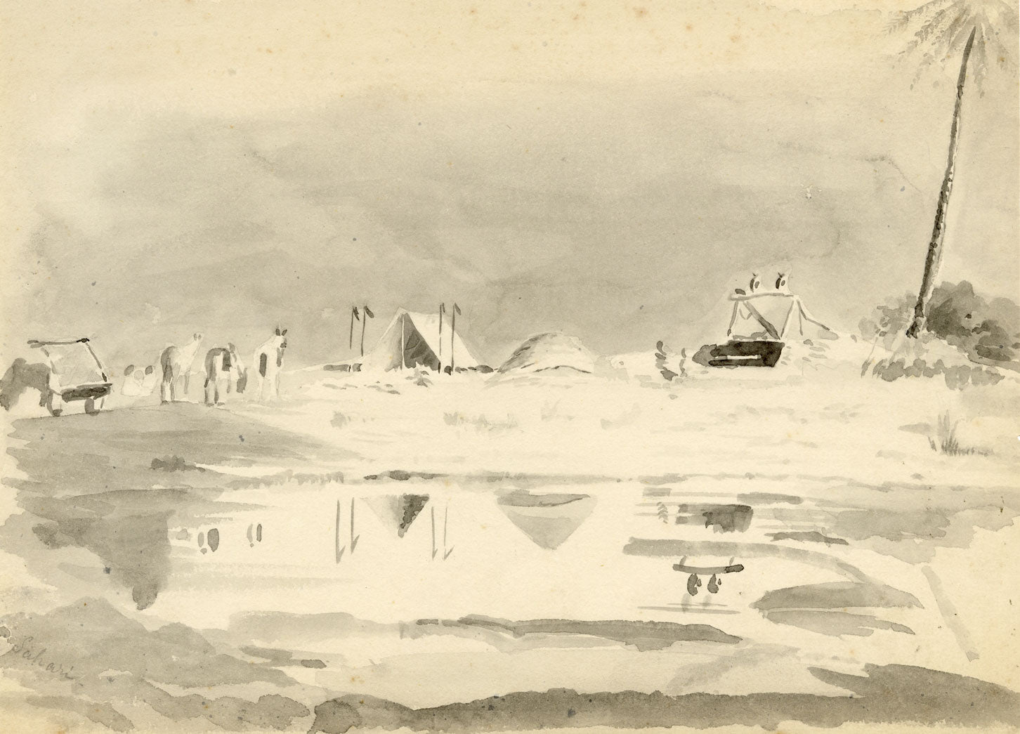 Etta Fraser, Thar Desert, Rajasthan, India – Original 1890s watercolour painting