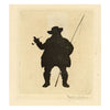 Sam Waller, Gentleman Silhouette with Rod & Pipe – early 20th etching print
