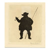 Sam Waller, Gentleman Silhouette with Rod & Pipe – early 20th etching print