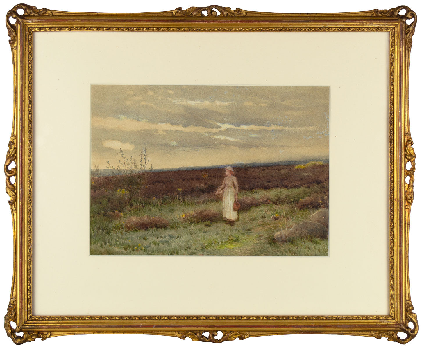 Alice Squire RI, Young Lady on the Moors –late 19th-century watercolour painting