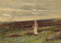 Alice Squire RI, Joven dama en los páramos – acuarela de finales del siglo XIX