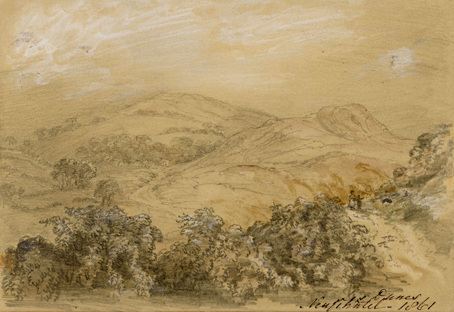 John Wilson, Les Dunes, Neufchatel, Normandy, France – 1861 graphite drawing