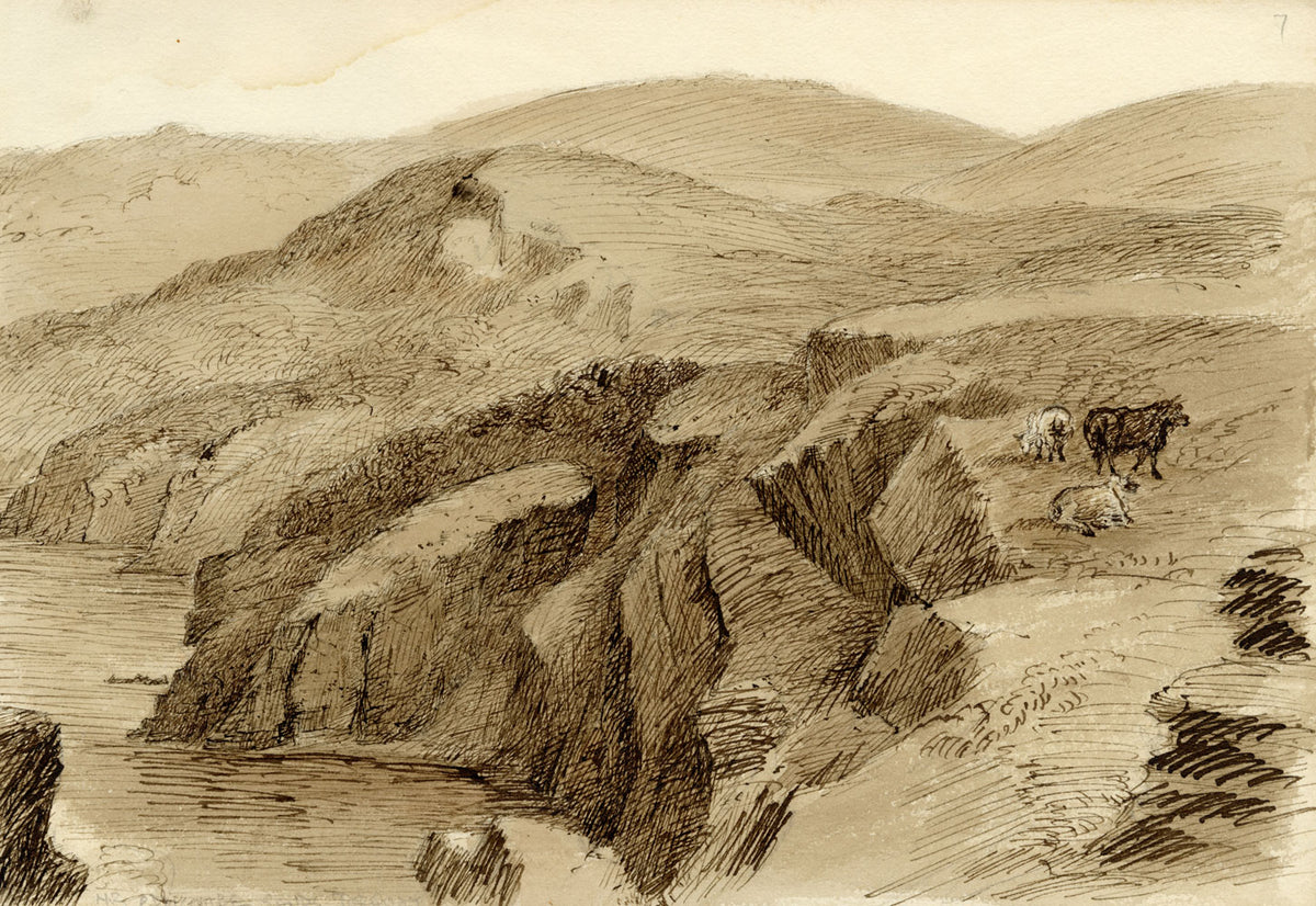 John Wilson, Coastal Cliffs near Oddicombe, Torquay, Devon – c.1875 watercolour