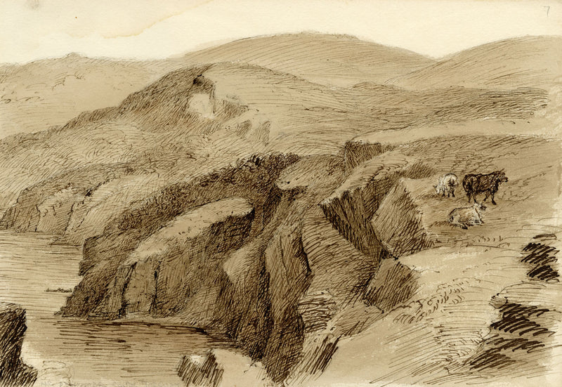 John Wilson, Coastal Cliffs near Oddicombe, Torquay, Devon – c.1875 watercolour
