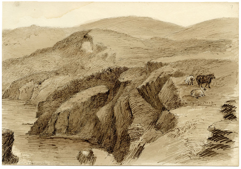 John Wilson, Coastal Cliffs near Oddicombe, Torquay, Devon – c.1875 watercolour