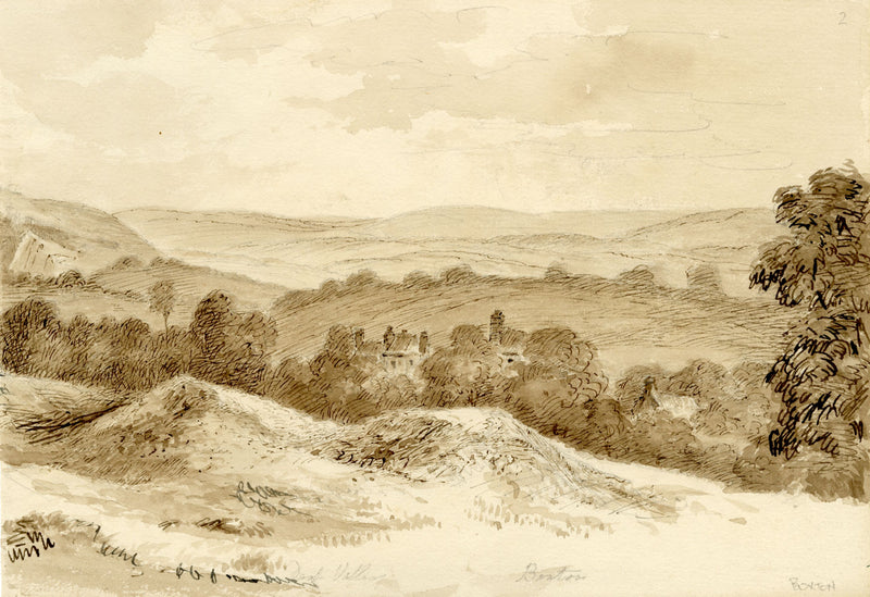 John Wilson, Dart Valley View – Original c.1875 watercolour painting