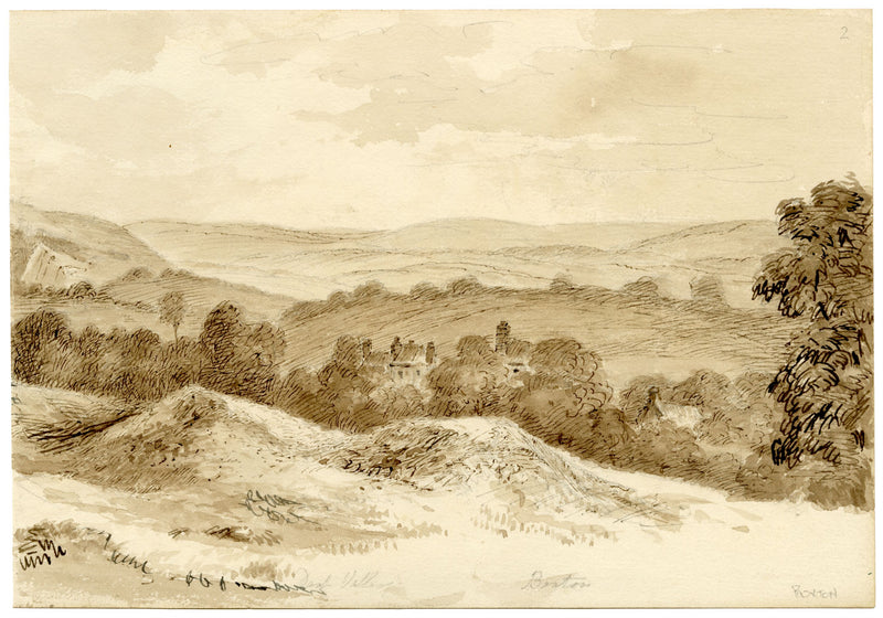 John Wilson, Vista del valle de Dart – Acuarela original de c.1875