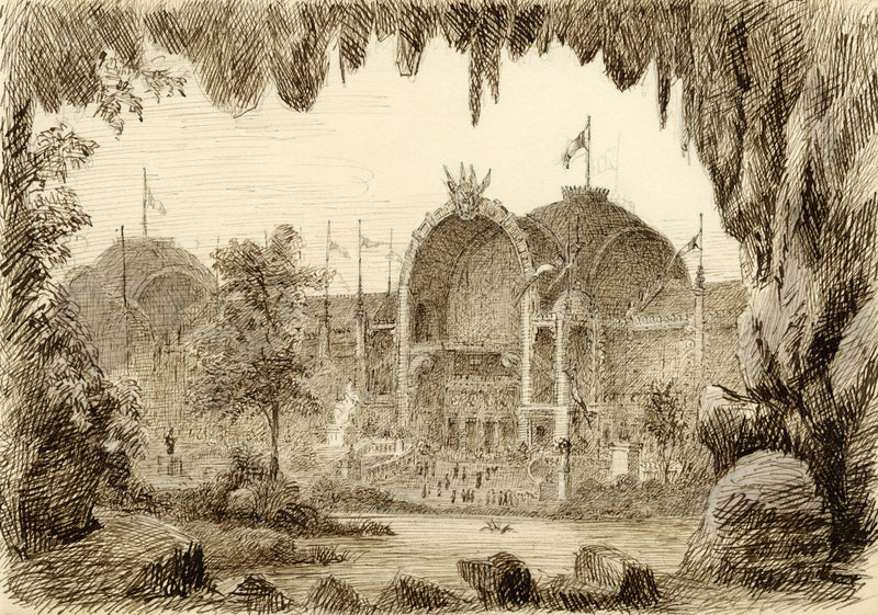 John Wilson, Paris Exhibition Grounds – Original 1879 pen & ink drawing