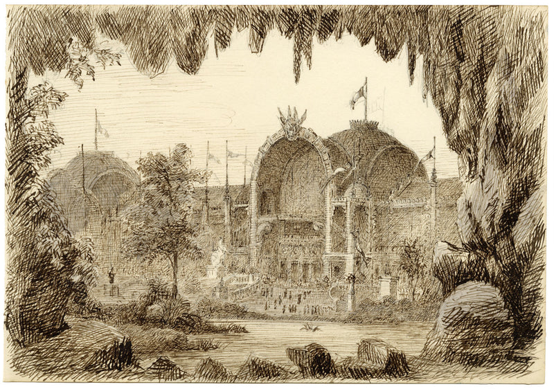 John Wilson, Paris Exhibition Grounds – Original 1879 pen & ink drawing
