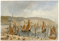 John Wilson, Herring Boats at Boulogne sur Mer, France – c.1870s watercolour